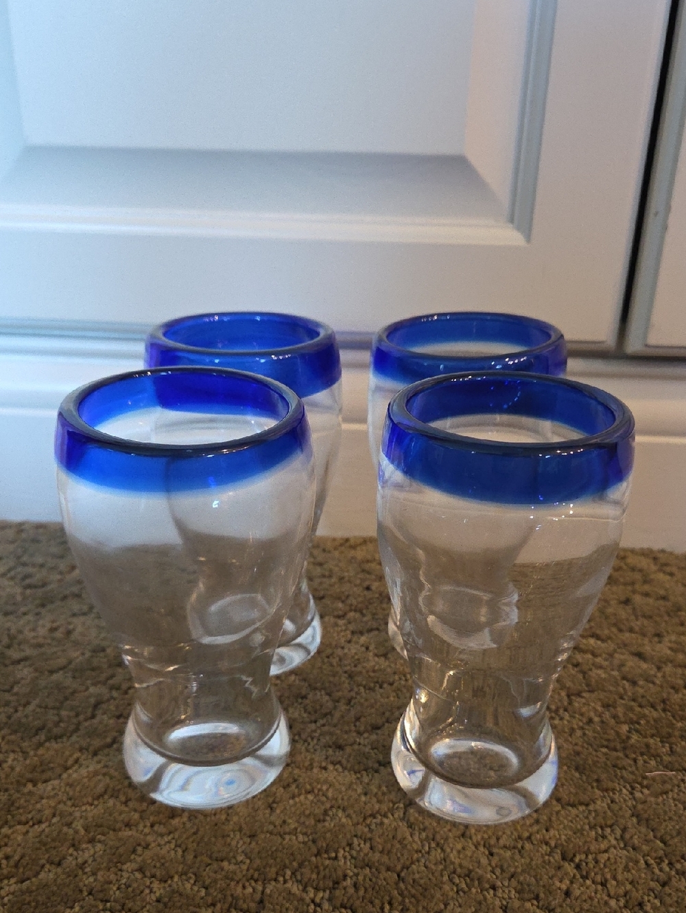 Set Of 4 Libbey 92312 ARUBA 12 oz Pilsner Beer Glass Blue Rim Heavyweight NEW